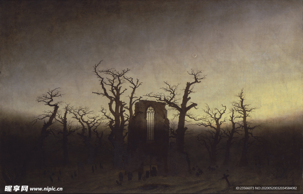 暗色风格古典风景油画