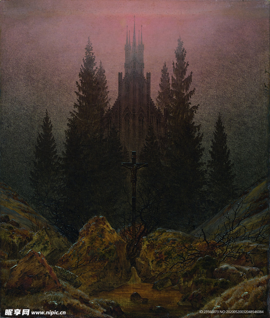 暗色风格古典风景油画