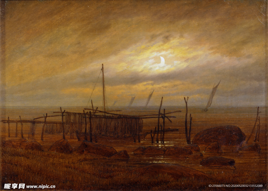 暗色风格古典风景油画