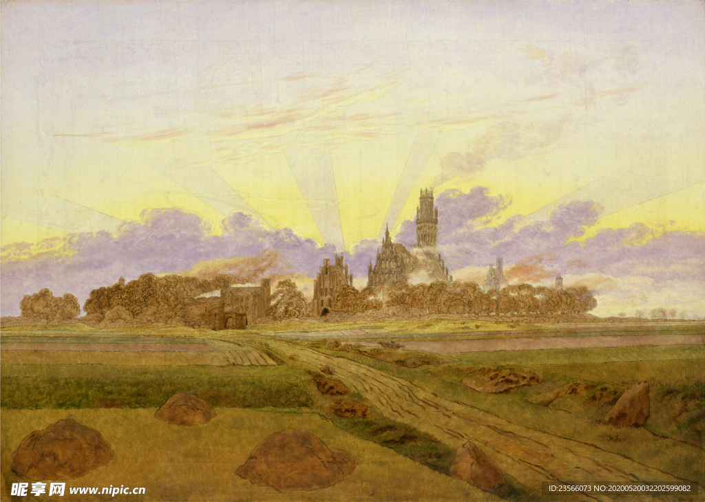 暗色风格古典风景油画