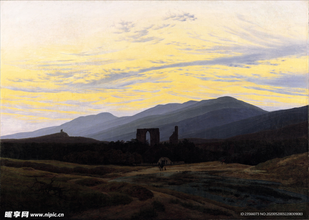 暗色风格古典风景油画