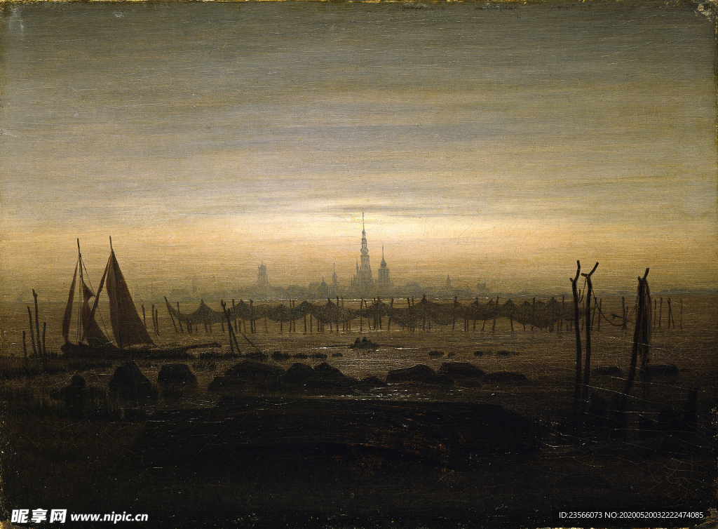 暗色风格古典风景油画