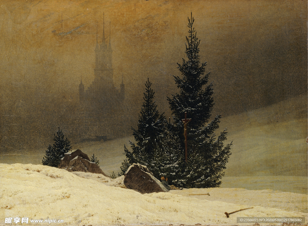 暗色风格古典风景油画