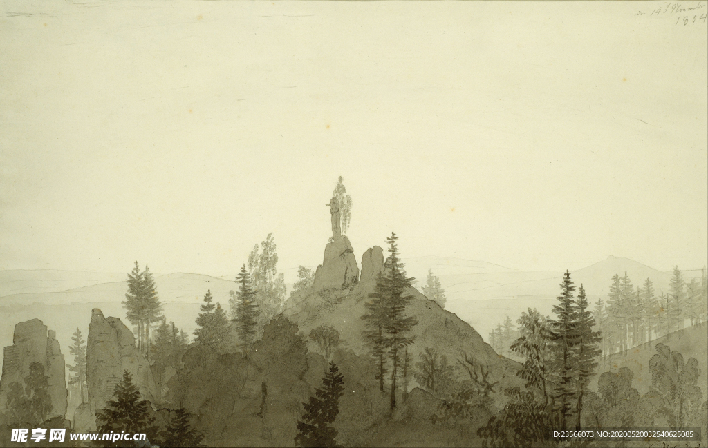 暗色风格古典风景油画