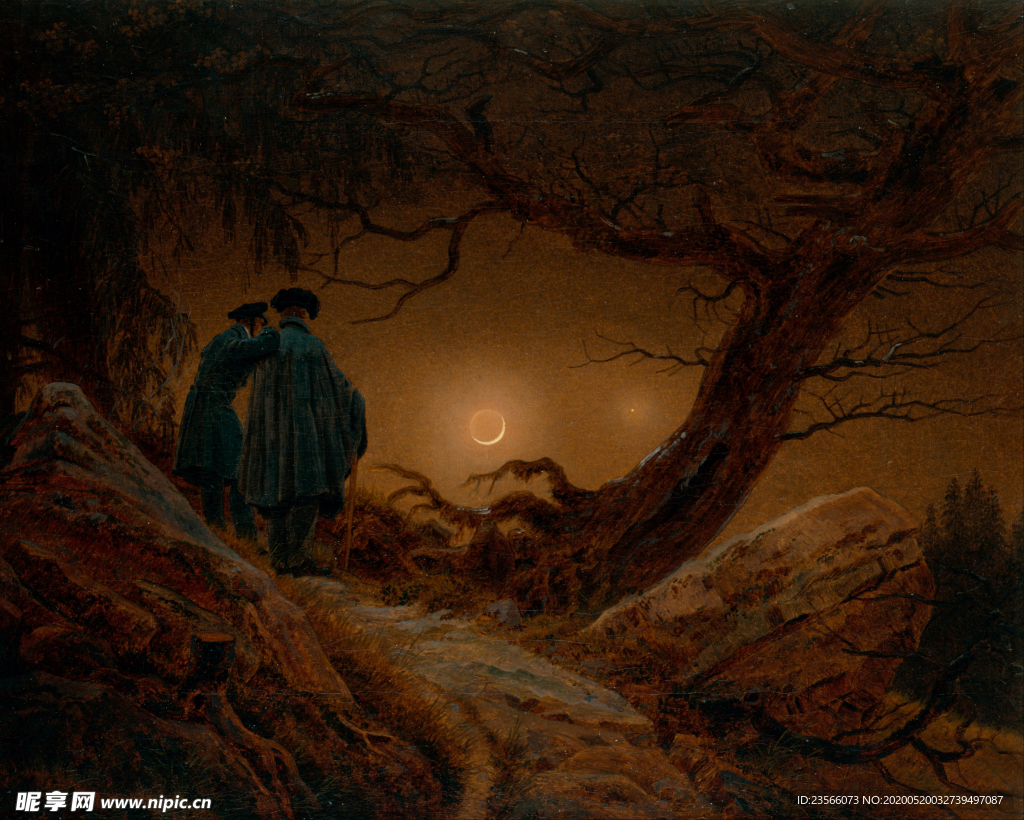 暗色风格古典风景油画