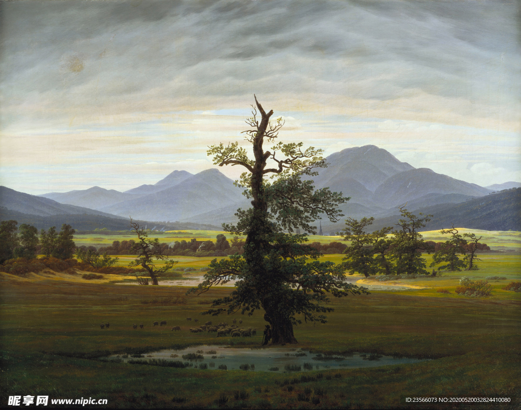 暗色风格古典风景油画