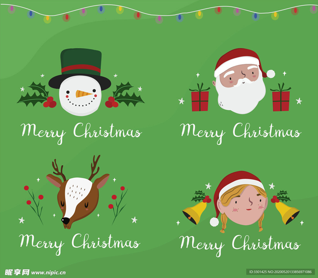 创意圣诞节 角色头像标签