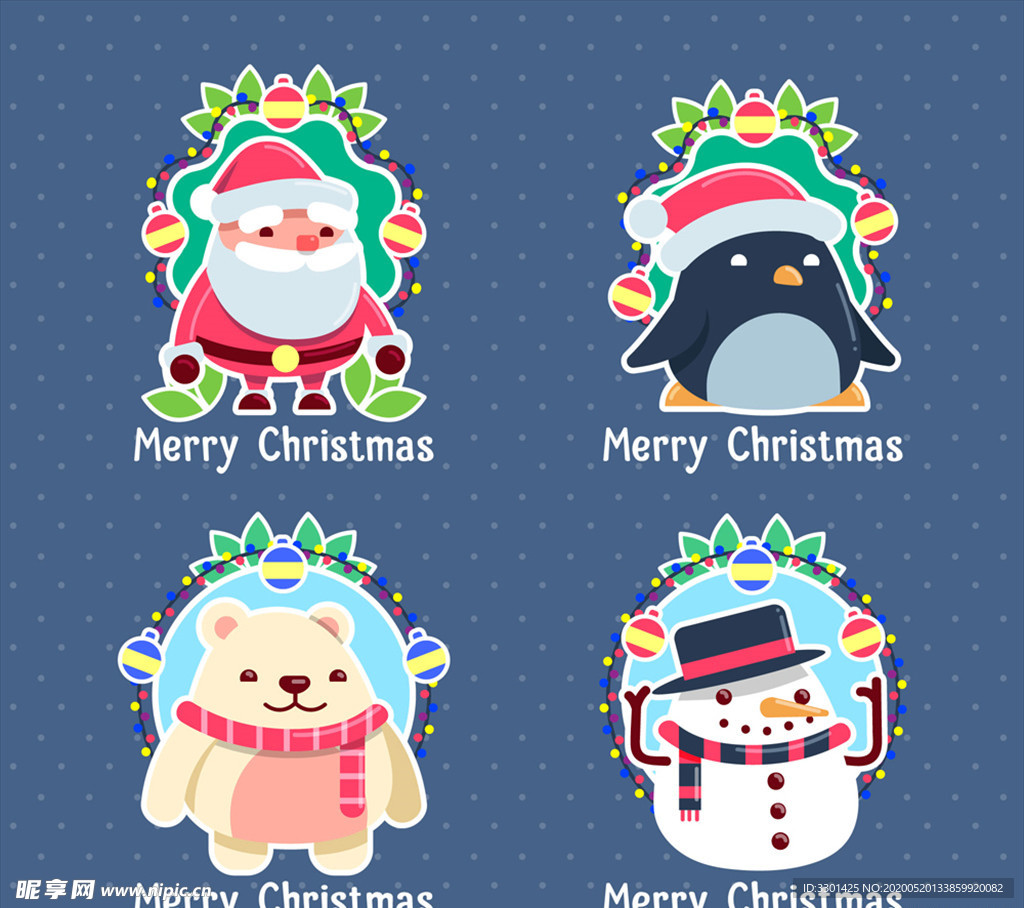 可爱圣诞节角色标签