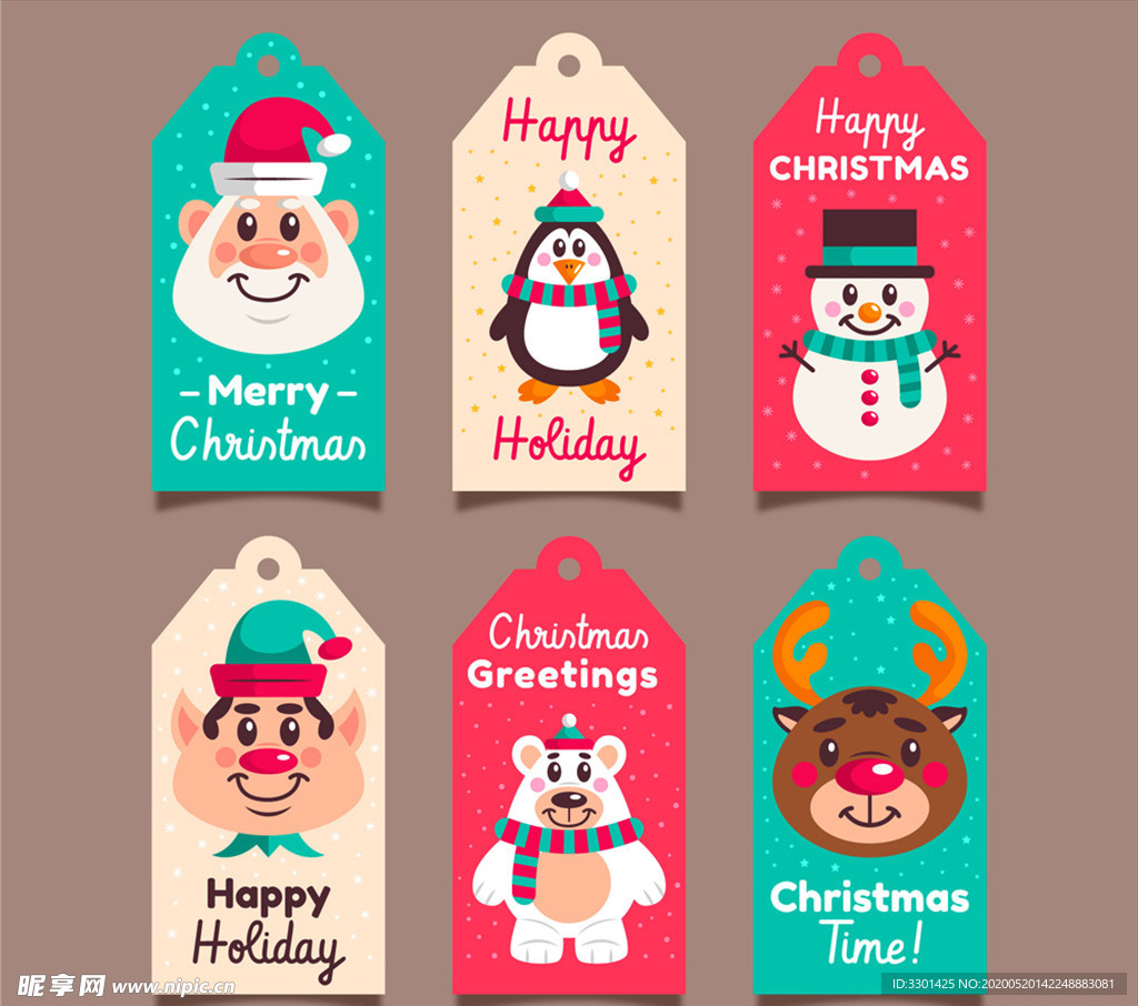 圣诞节卡通角色吊牌