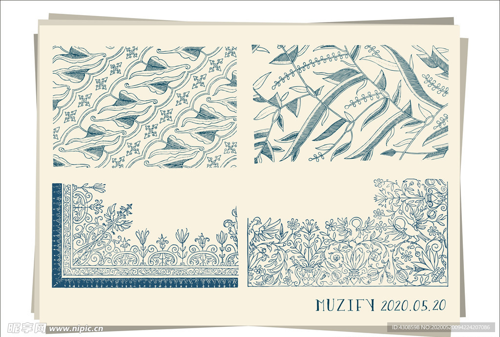 4款入花纹边框底纹