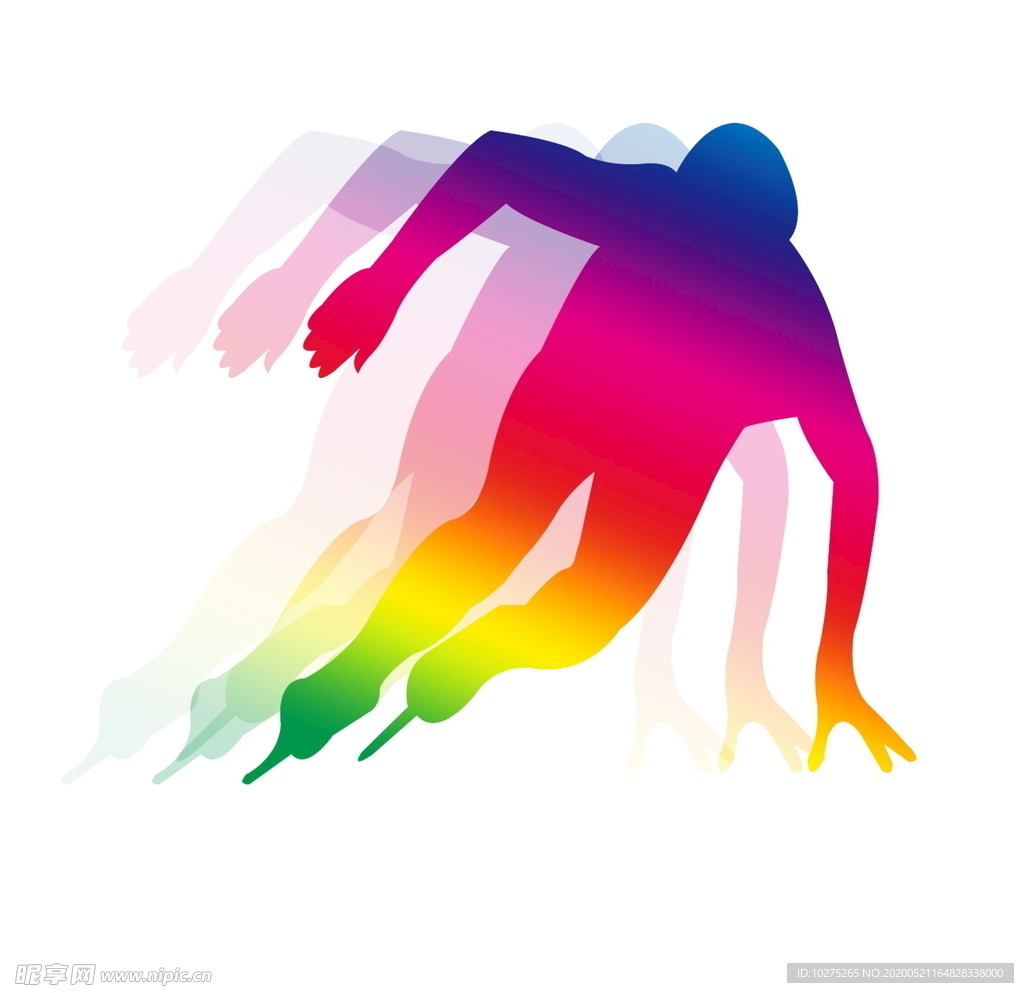 彩色重影系列运动滑冰