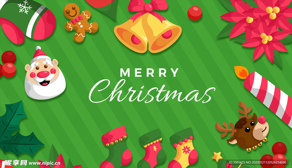 绿色圣诞节快乐贺卡