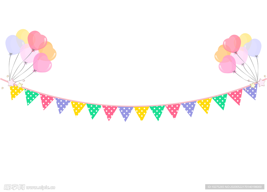 六一儿童节彩旗气球元素