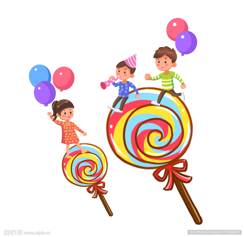 卡通手绘儿童节孩子糖果素材