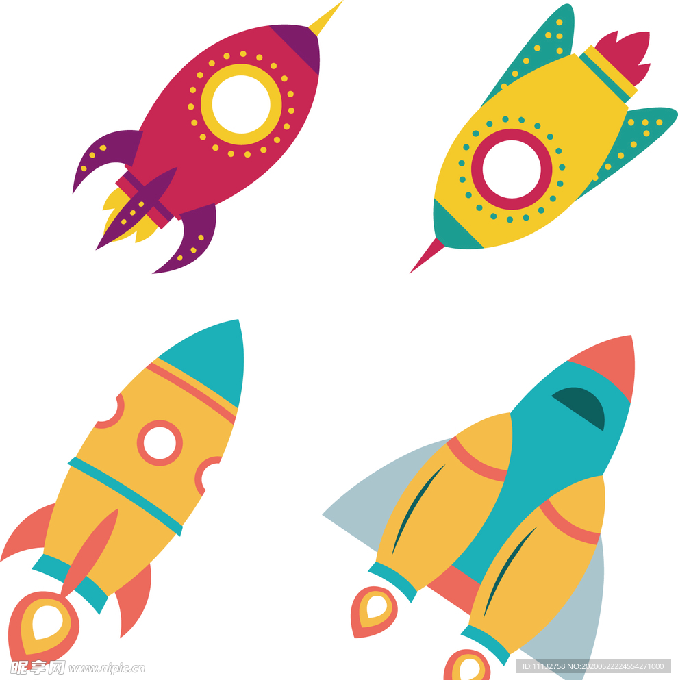 卡通火箭儿童太空宇宙插画素材
