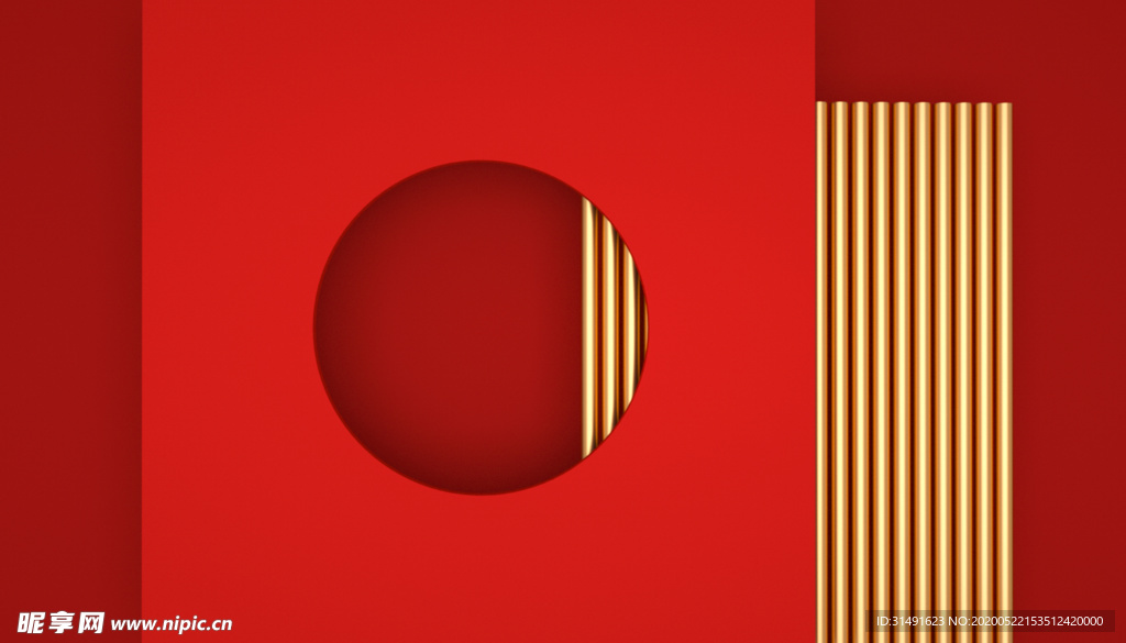 红色背景 红色舞台 几何场景