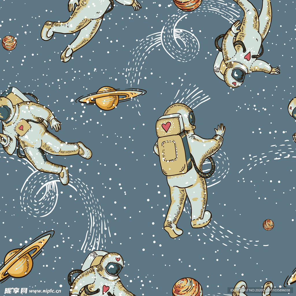 无缝花纹 宇航员