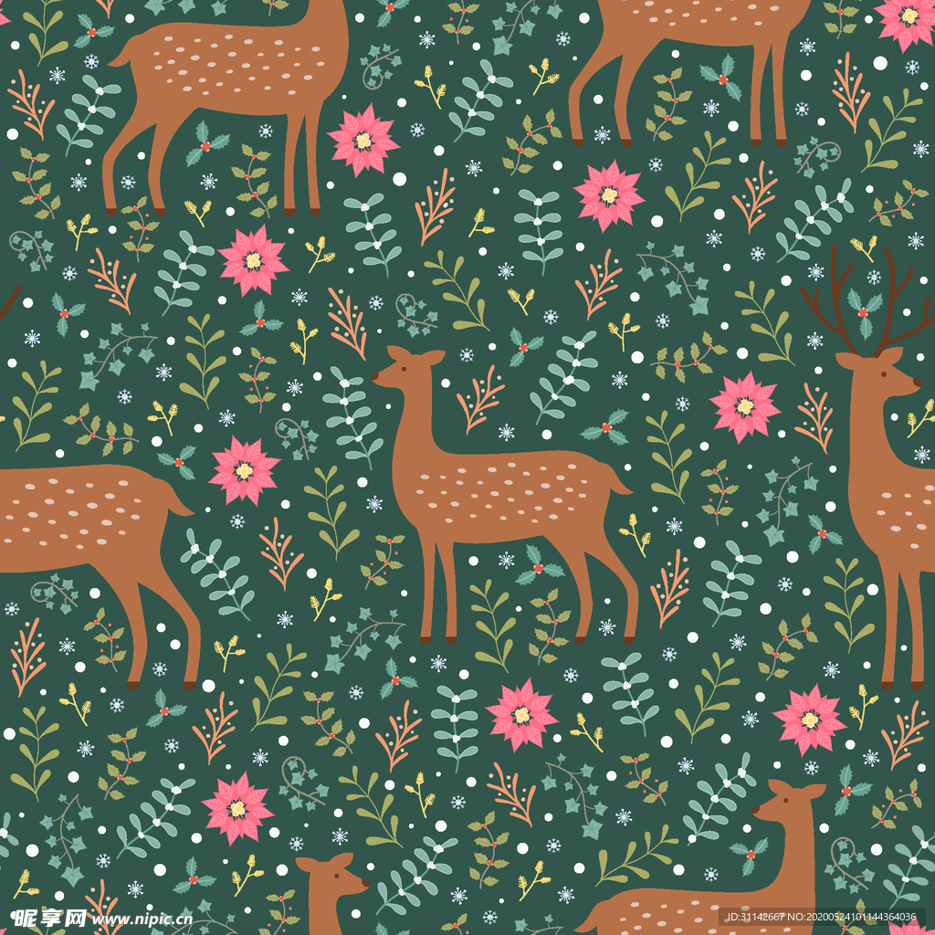 无缝花纹 鹿