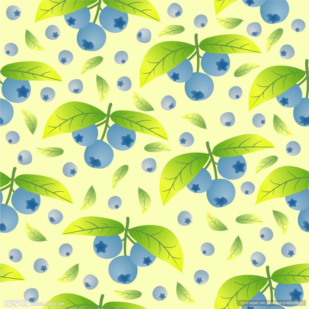 无缝花纹 蓝莓