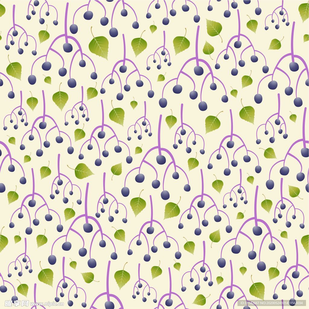 无缝花纹 浆果