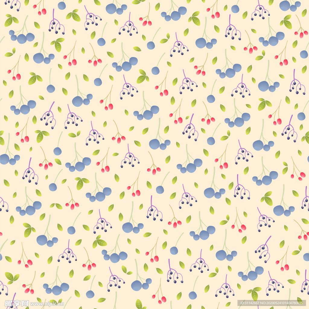 无缝花纹 浆果