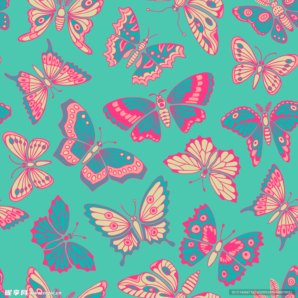 无缝花纹 蝴蝶