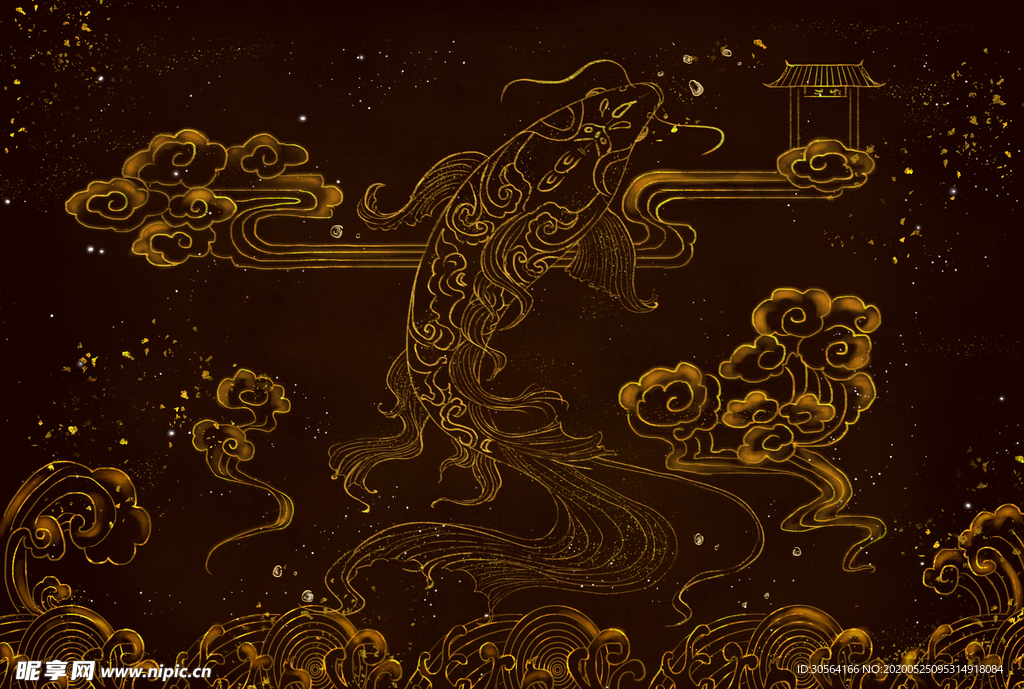 祥云敦煌壁画古风复古背景素材
