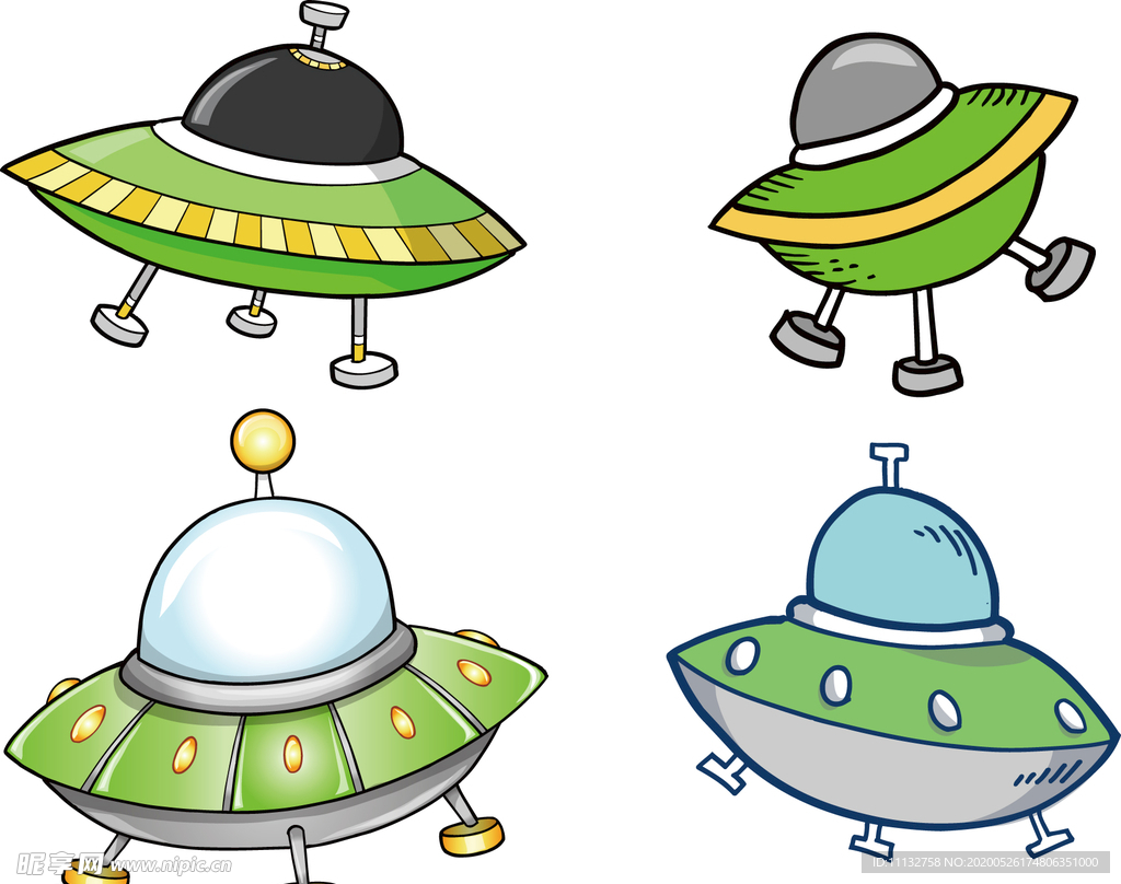 卡通外星飞碟太空宇宙飞船图