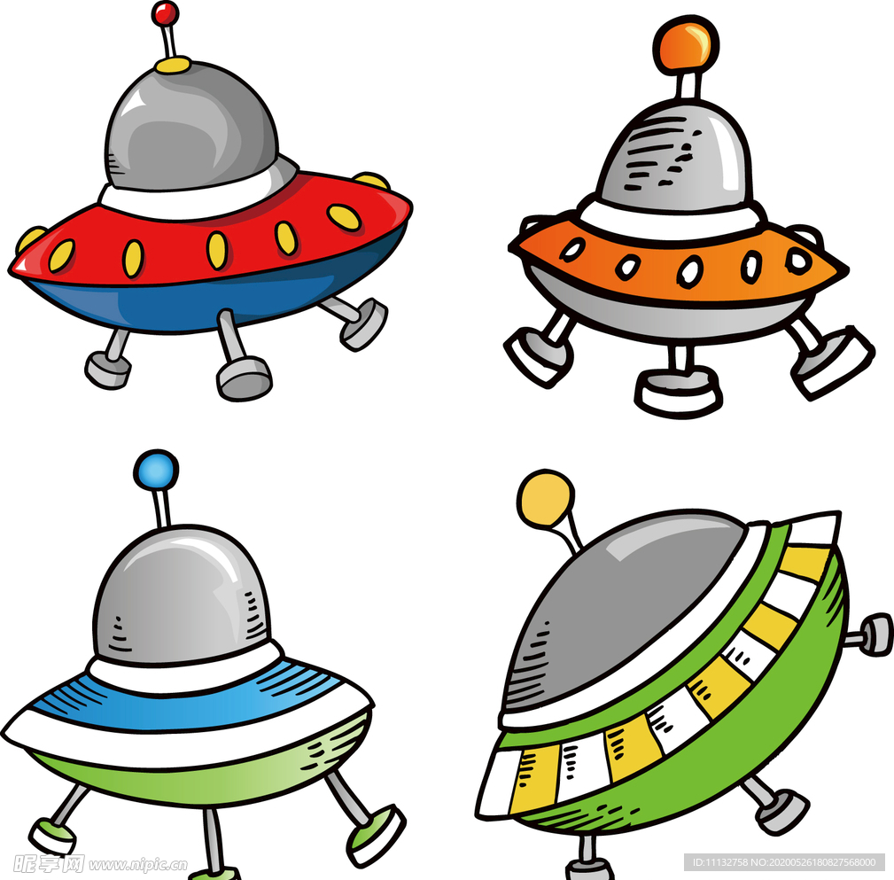 彩绘外星飞碟宇宙飞船外星人