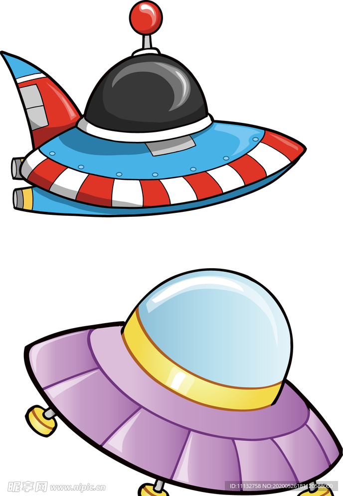 手绘飞碟宇宙太空外星人飞船