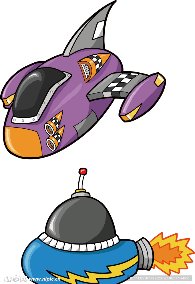 卡通飞船飞机宇宙外星人航天器