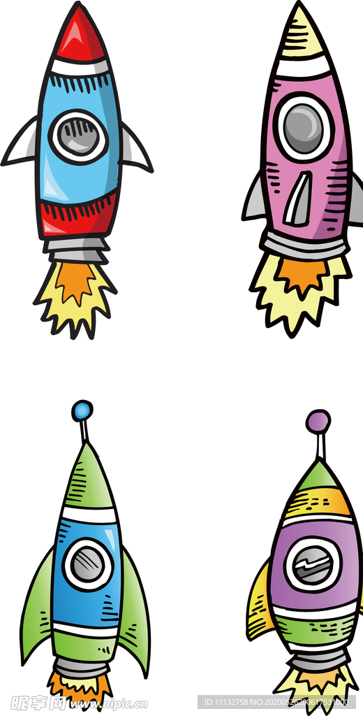 卡通儿童火箭彩绘太空宇宙飞船