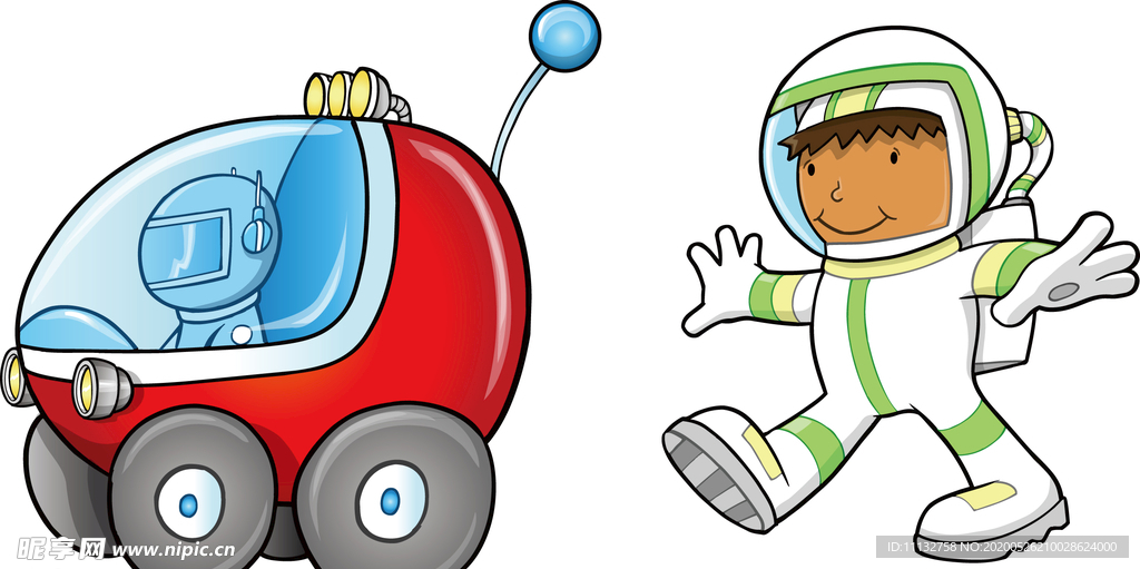 卡通儿童宇宙飞船太空宇航服素材