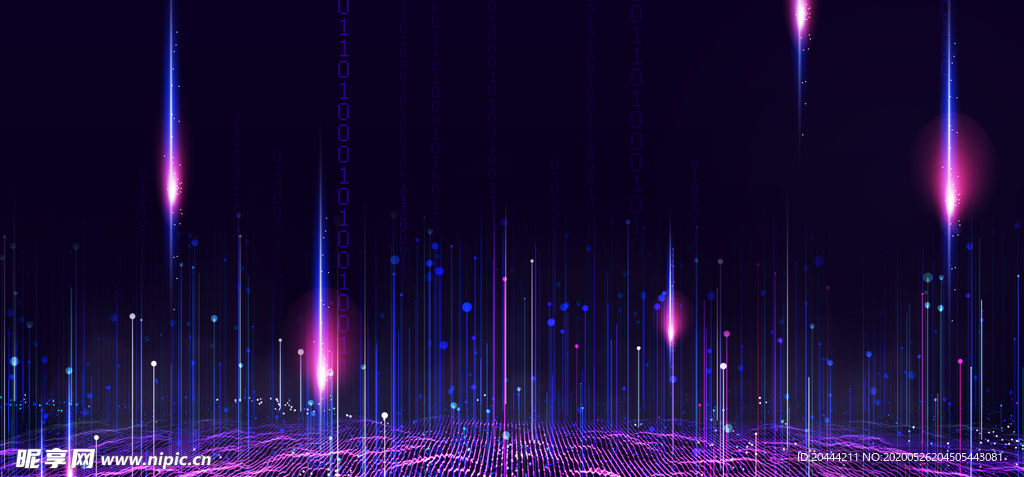 科技背景炫彩光效数据线网