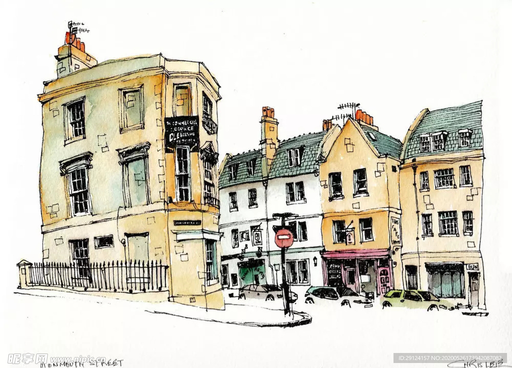 水彩建筑插画