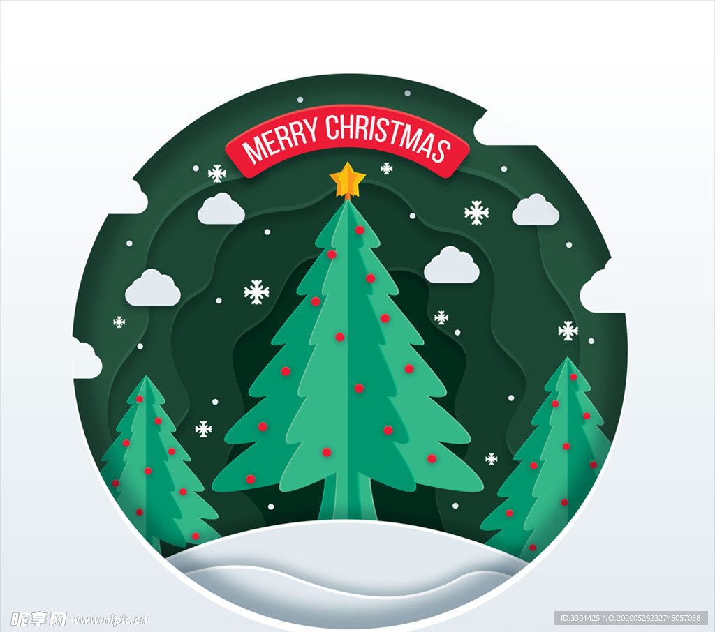 绿色圣诞树设计矢量素材