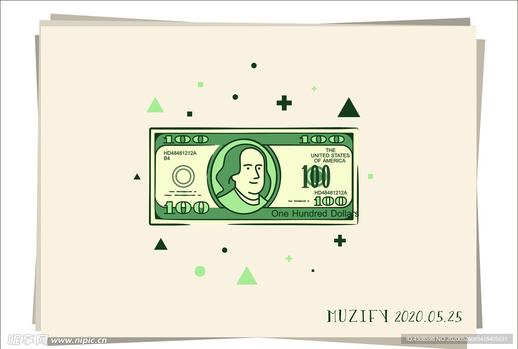 100美元纸币矢量