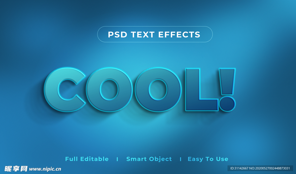 字体样式 蓝色金属纹理浮雕效果