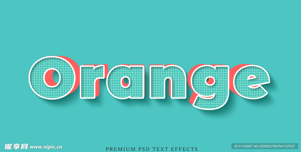 字体样式 橙色边框卡通效果