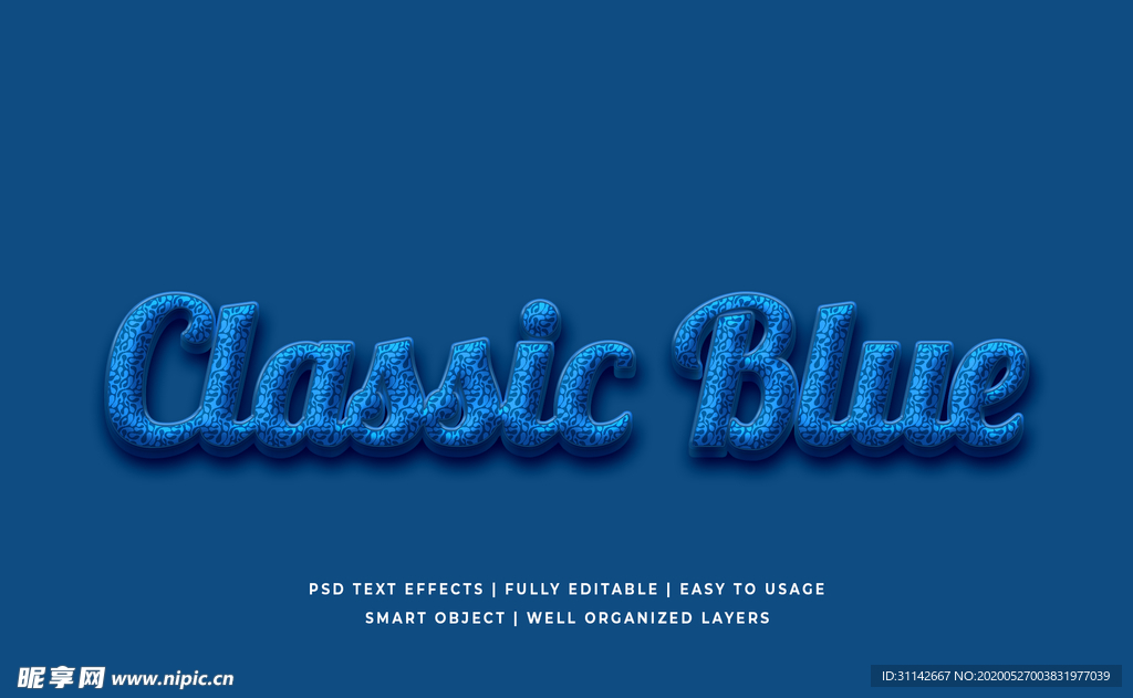 字体样式 蓝底浮雕效果