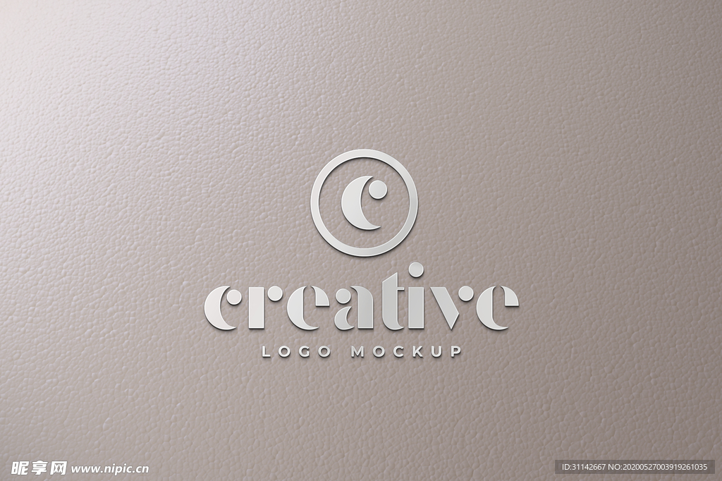 LOGO样机 真皮烫银效果