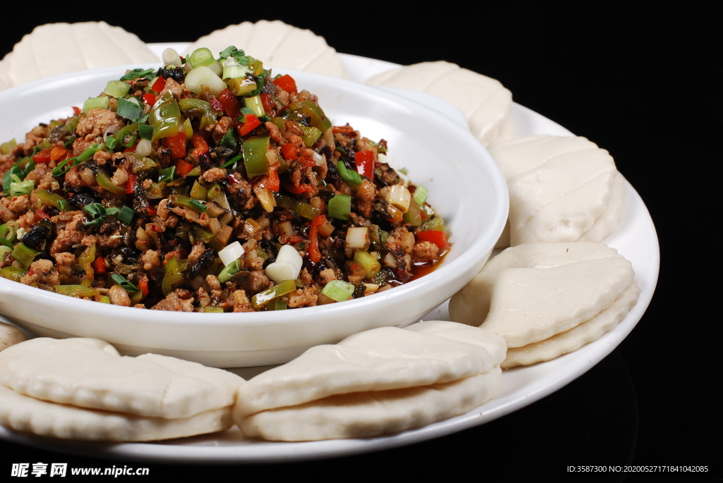 干炒肉沫荷叶饼