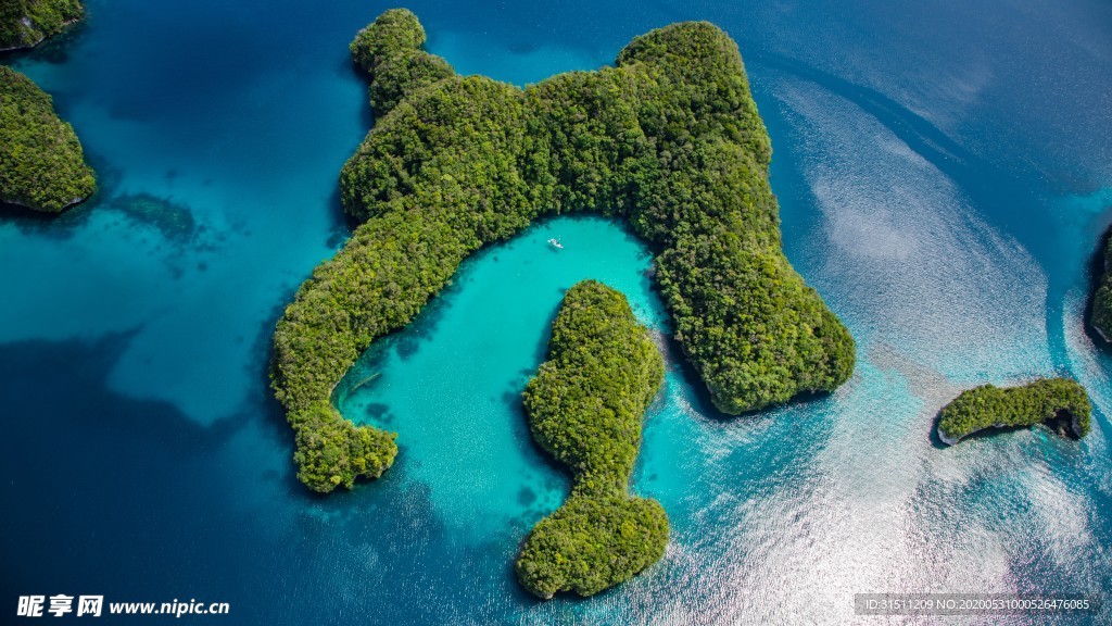 高清海面岛屿蓝色海自然背景素材