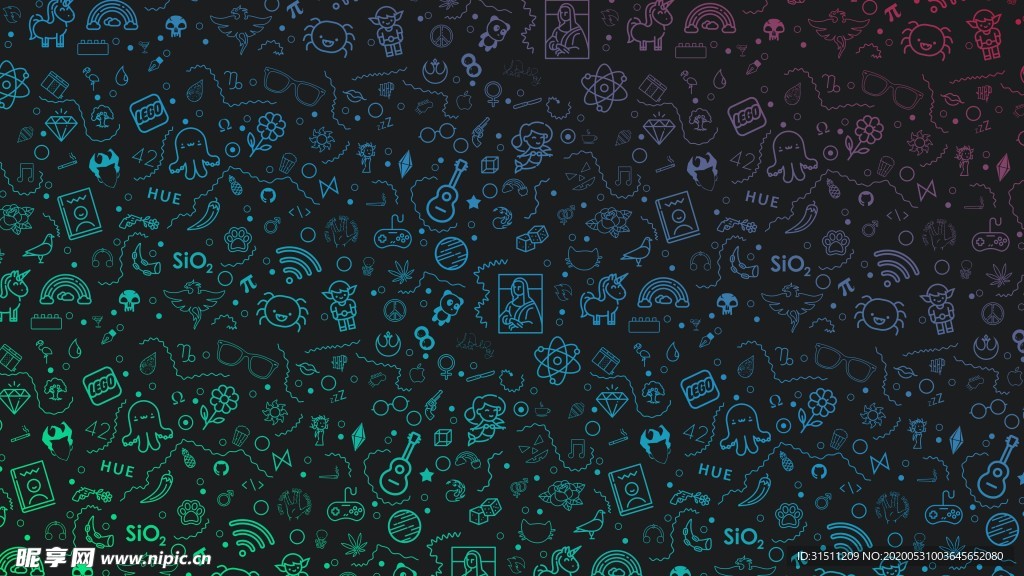 黑色背景儿童卡通图案游戏音乐玩