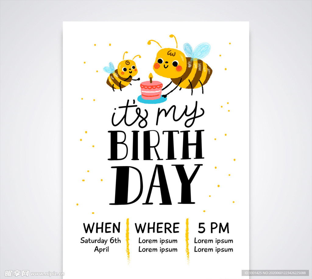 蜜蜂生日派对传单