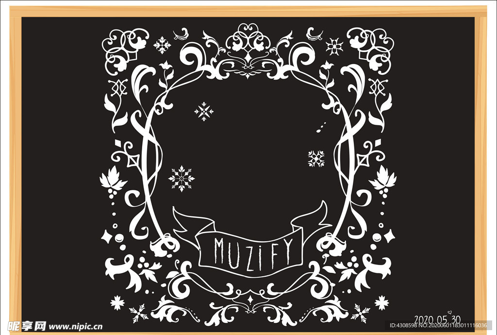 花纹边框粉笔画