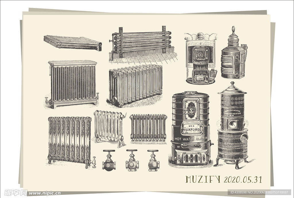 13款入老式散热器 素描画
