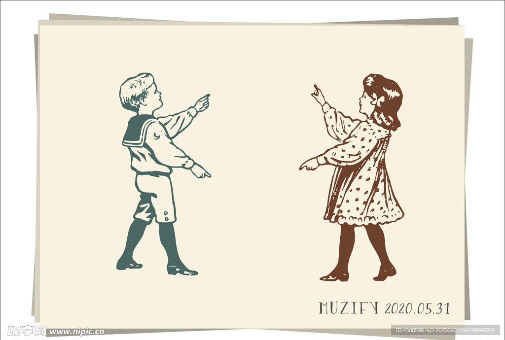 男孩 女孩 人物肖像画