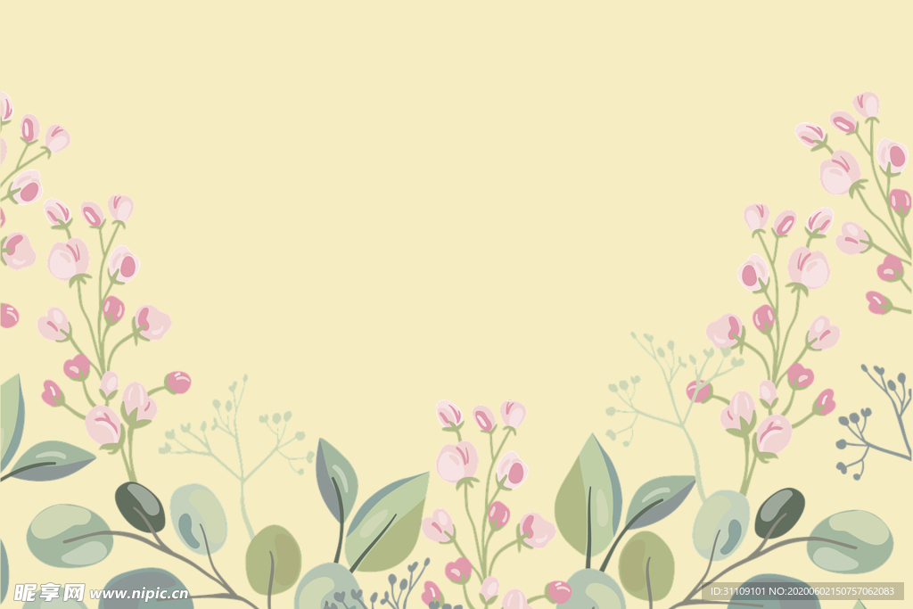 手绘插画花边黄色背景