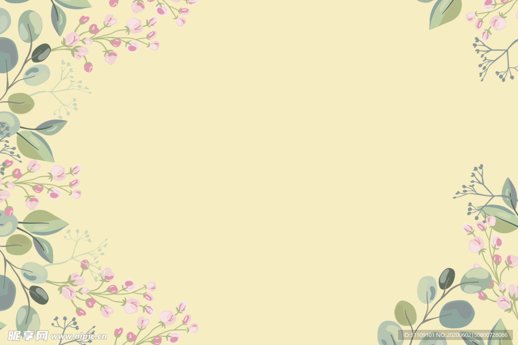 手绘插画花边背景